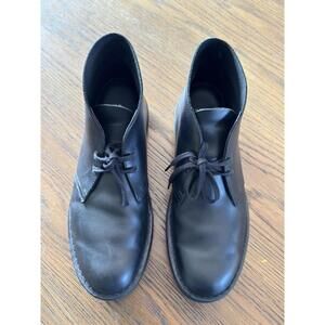 Clarks Desert Boot Men’s US 10 Black Leather Chukka Boots Classic Lace-Up